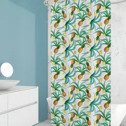 ArtzFolio White, Green & Yellow Pineapple Print Waterproof Shower Curtain-image-90