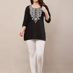 STYLERISE Women Ethnic Motifs Embroidered Straight Kurti-image-11