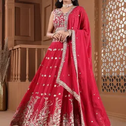 TIKODI Embellished Sequinned Semi-Stitched Lehenga & Unstitched Blouse With Dupatta-picture-35