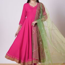 DIVASTRI Women Regular Kurta with Trousers & With Dupatta-11
