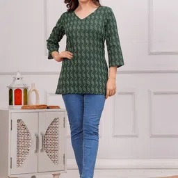 INDIANIC Geometric Print Cotton Top-29