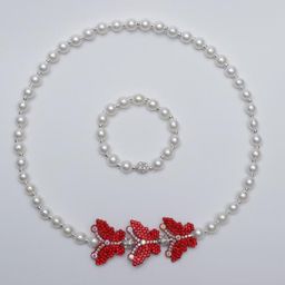 Daizy Girls Floral Bow Artificial Pearls Beaded Necklace And Bracelet Jewellery Set-image-49