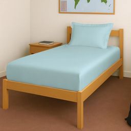 PIZUNA LINENS Blue 400 TC Single Bedsheet with 1 Pillow Covers-picture-5