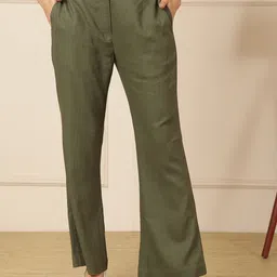 Ranng Women Label Cotton Viscose Solid Pant-image-2