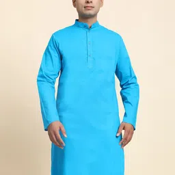 Moda Rapido Band Collar Long Sleeves Cotton Straight Kurta-image-28
