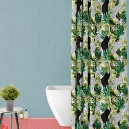 ArtzFolio Green & Black Tropical Printed Waterproof Shower Curtain-image-79