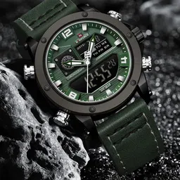 Naviforce Men Skeleton Dial Reset Time Analogue and Digital Watch NF9236 B GN GN_-5