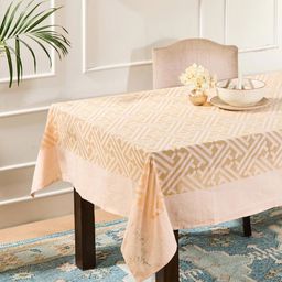 Fabindia Yellow Geometric Printed Cotton 6-Seater Table Cover-25