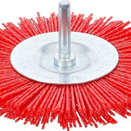 Ingco 3Inch Nylon brush Red Nylon Fiber Circular Brush 75 mm Diameter ¼” Shaft 4500rpm Rotary Tool-15