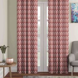 Aura Maroon & White 2 Pieces Printed Black Out Long Door Curtain-24
