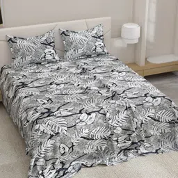 EverHOME Manzar White Floral Printed Pure Cotton 144 TC Queen Bedsheet Set 2.54 m x 1.75 m-image-77