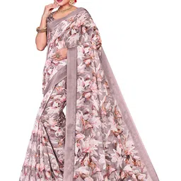 Lichee Floral Printed Zari Saree-image-48