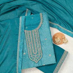 Koskii Embroidered Unstitched Dress Material-picture-18