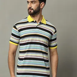 GET GOLF Men Striped Polo Collar Cotton T-shirt-image-99