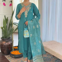 URMIR FASHION Women Chanderi Silk Kurta Sets-image-10
