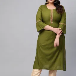 KALINI Round Neck Thread Work Straight Kurta-picture-30