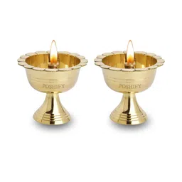 POSHIFY Chandra Mukhi Deep - Elegant Brass Diya Holder for Spiritual Ambiance (pack of 2)-image-12