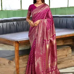Blissta Woven Design Zari Silk Blend Banarasi Saree-image-40