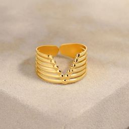 SWASHAA Clarky 18K Gold-Plated V-Shaped Ring-image-72