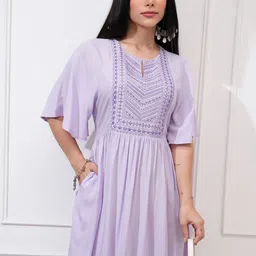 Vishudh Floral Print Flutter Sleeve Fit & Flare Dress-picture-0