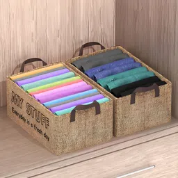 Aura Brown 2 Pieces Collapsible Foldable Jute Multi-Utility Organisers-41
