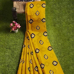 Lovwear Yellow Pure Cotton Sarees-picture-5