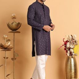 Anouk Men Embroidered Regular Chikankari Kurta with Pyjamas-38