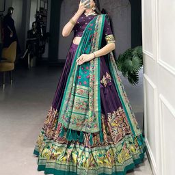 Aika Printed Foil Print Ready to Wear Lehenga & Unstitched Blouse With Dupatta image 5