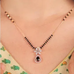 RTD American Diamond Mangalsutra with Black Opal and Onyx studded Alloy, Brass, Copper Mangalsutra-image-52
