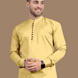 VORTEX Mandarin Collar Cotton Straight Short Kurta-picture-16