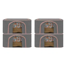 Kuber Industries Grey & Pink Set of 4 Reusable Drawer Organiser-23