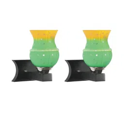 Somil Premium Designer Glass Wall / Night Lamp Elegant & Stylish Dcor Accent for Modern Interiors, color- Green, Yellow, Size:- 17.5 X 25 X 26 CM-image-92