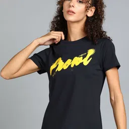 PROWL by Tiger Shroff Women Typography Printed Applique Slim Fit T-shirt-image-77