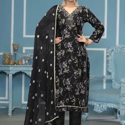 MANVAA Floral Embroidered Beads And Stones Pure Cottonn Unstitched Dress Material-image-17