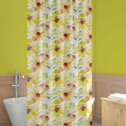 ArtzFolio White & Yellow Floral Printed Waterproof Shower Curtain-image-85