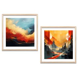 Kotart Yellow & Blue 2 Pieces Abstract Wooden Wall Arts-picture-20