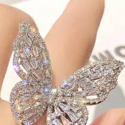 TIYARA Brass Silver-Plated ButterflyRing-image-60