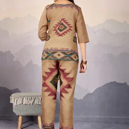 MOJILAA Geometric Printed Round Neck Tunic With Trouser image 2
