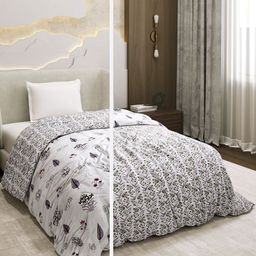 Monte Carlo White & Black Ethnic Motifs AC Room 150 GSM Single Bed Dohar-image-95