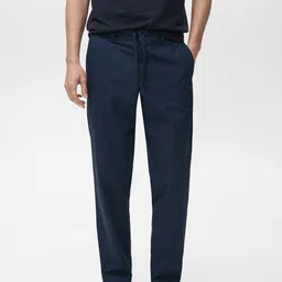 MANGO MAN Pure Cotton Mid-Rise Trousers-image-74