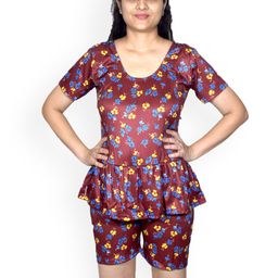 Aqua Holic Floral Printed Round Neck Swim Set-image-78