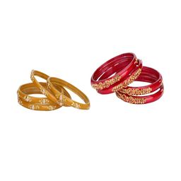 Somil Elegant Combo Glass Bangle Set | Handmade Traditional Chudi For Women | Perfect For Daily & Occasion Use, Combo of 2 Set, Yellow, Red-image-20
