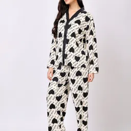 Belfry Women Typography Printed Pure Cotton Shirt & Trousers Night Suits-image-25
