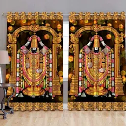 BELLA TRUE Brown & Pink 2 Pieces Religious Printed Room Darkening Door Curtains-image-45