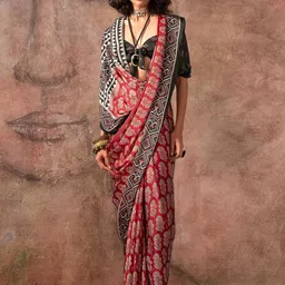 Sangria Ethnic Printed Saree WithBlousePiece-image-51