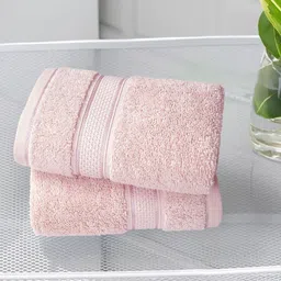 MYTRIDENT 2-Pcs Pink 600 GSM Pure Cotton Hand Towels-13