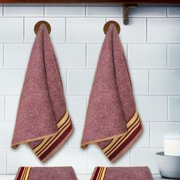 Athom Living Milange Maroon & Brown 6 Pieces 110 GSM Pure Cotton Hand Towels-image-50