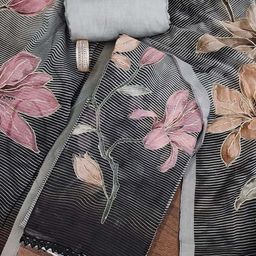 Maroosh Floral Printed Zari Embroidered Organza Unstitched Dress Material-image-63