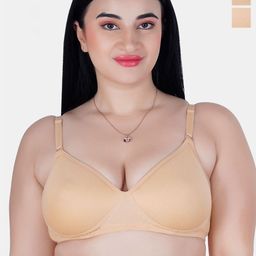 KOMLI Women Pack of 2 Cotton Plus Size Lightly Padded Medium Coverage T-shirt Bra-picture-55