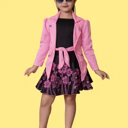 FASSY Girls Solid Fit & Flare Dress with jacket-image-98